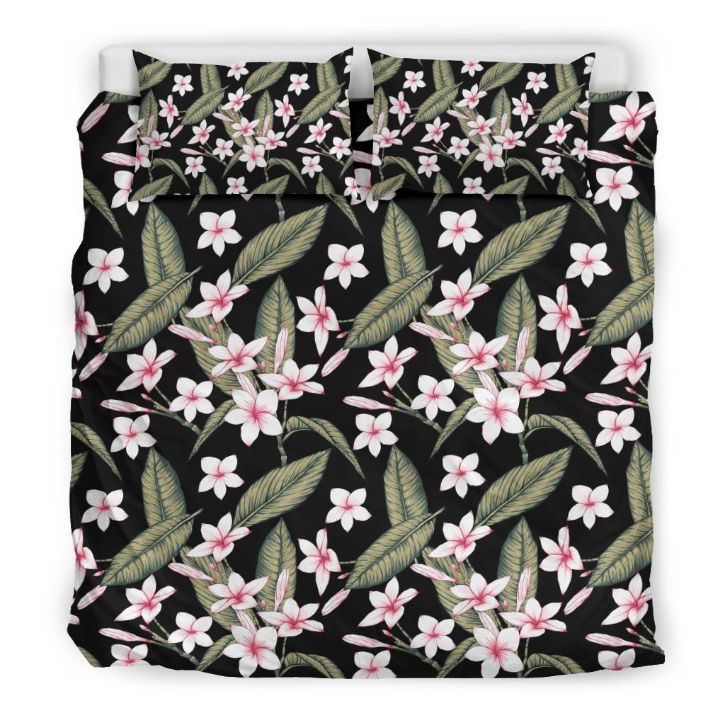 Plumeria Pattern Print Design PM021 Duvet Cover Bedding Set-JORJUNE.COM