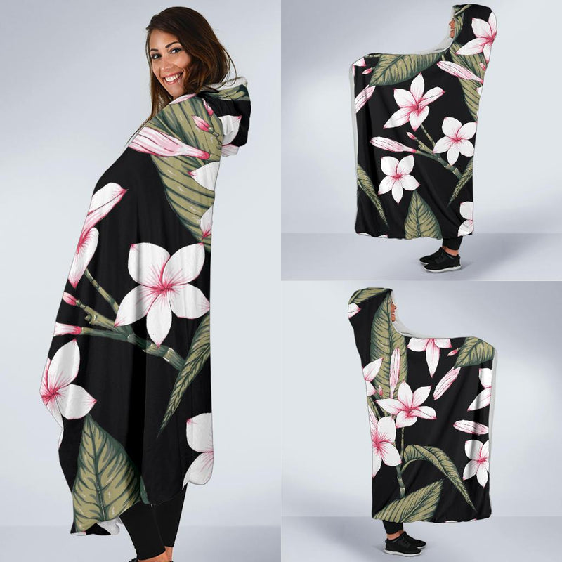 Plumeria Pattern Print Design PM021 Hooded Blanket-JORJUNE.COM