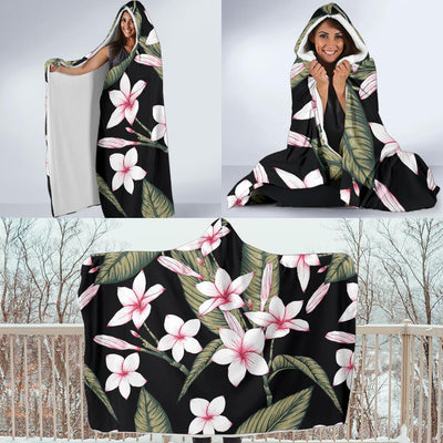 Plumeria Pattern Print Design PM021 Hooded Blanket-JORJUNE.COM