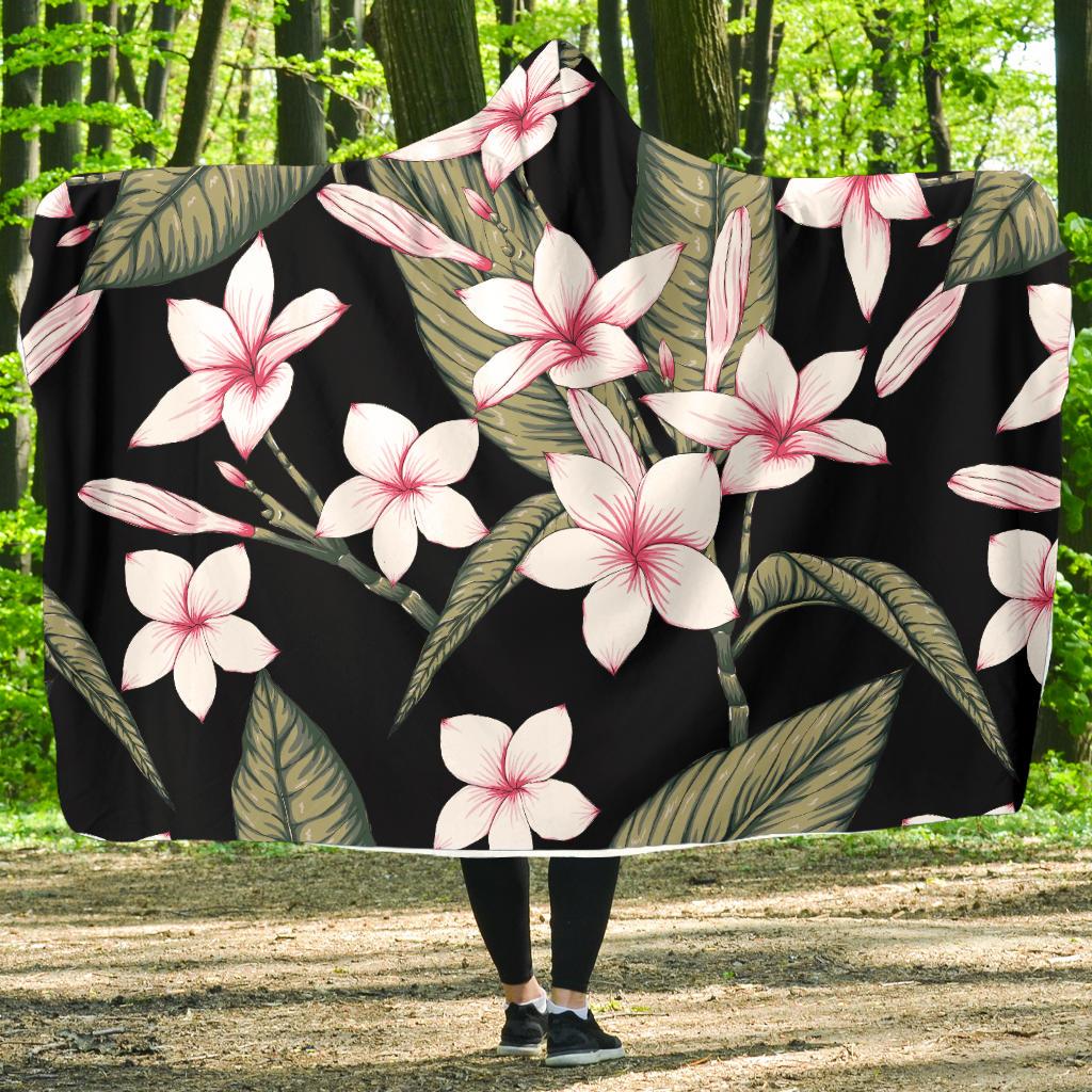 Plumeria Pattern Print Design PM021 Hooded Blanket-JORJUNE.COM