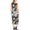 Plumeria Pattern Print Design PM021 Sleeveless Open Fork Long Dress