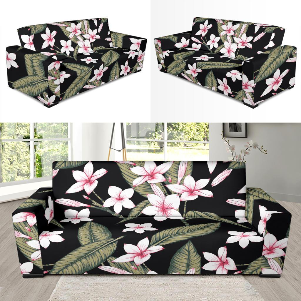 Plumeria Pattern Print Design PM021 Sofa Slipcover-JORJUNE.COM