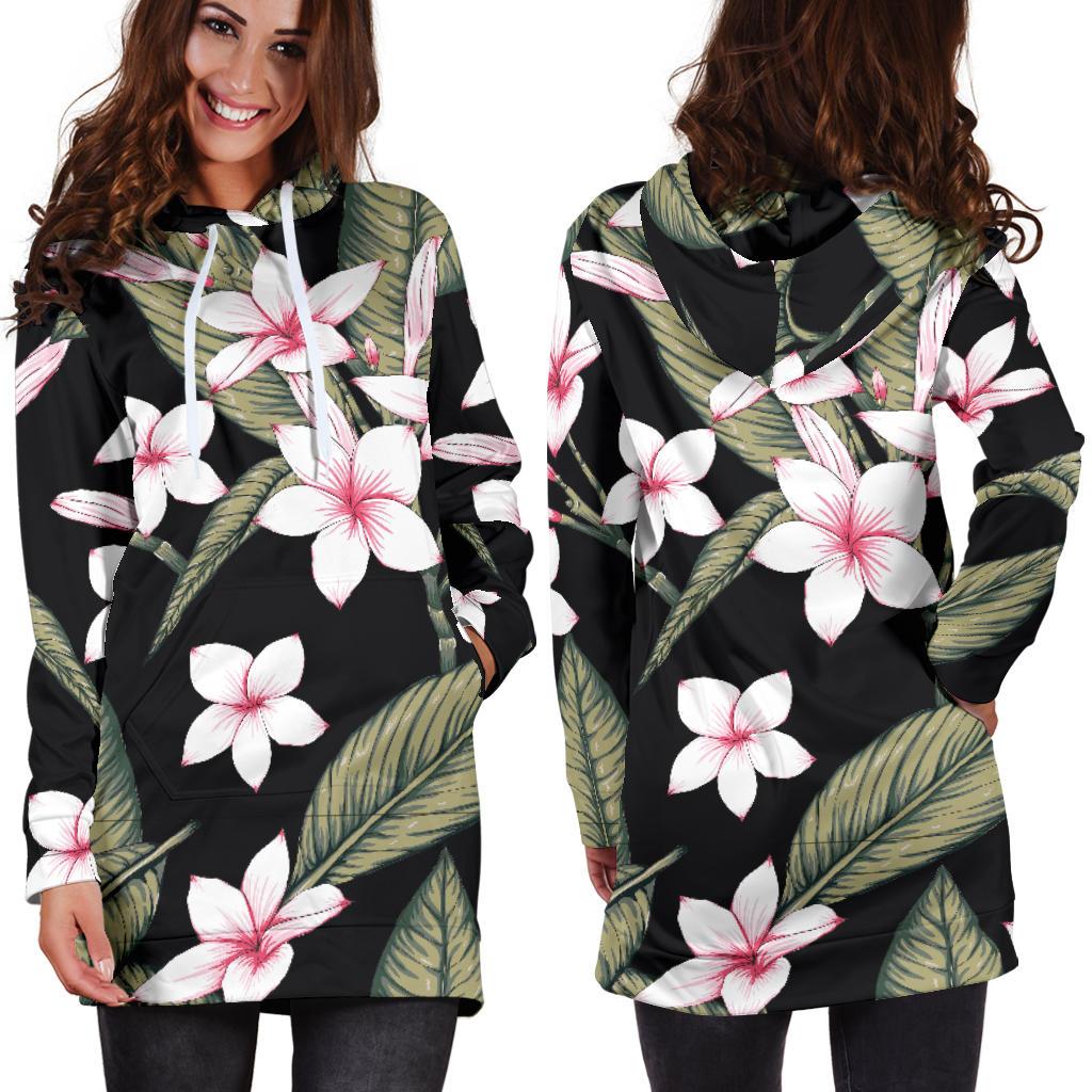 Plumeria Pattern Print Design PM021 Women Hoodie Dress