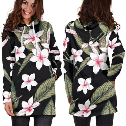 Plumeria Pattern Print Design PM021 Women Hoodie Dress