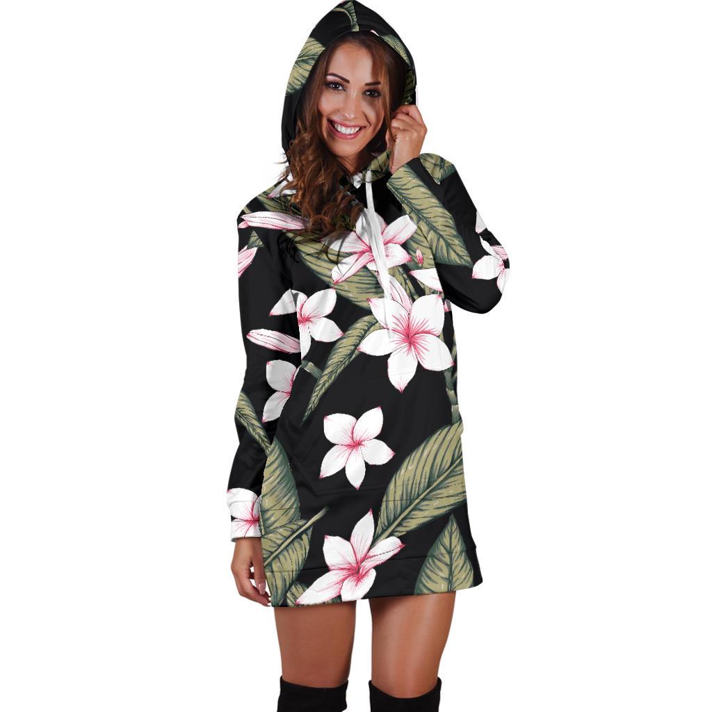 Plumeria Pattern Print Design PM021 Women Hoodie Dress