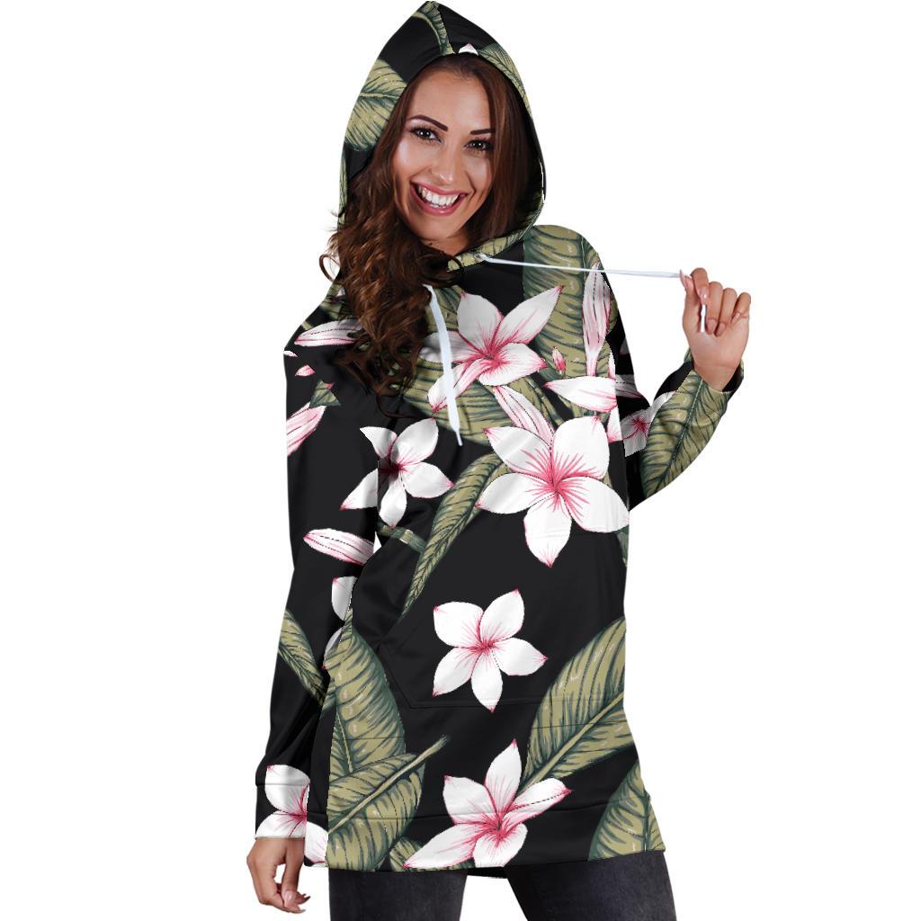 Plumeria Pattern Print Design PM021 Women Hoodie Dress