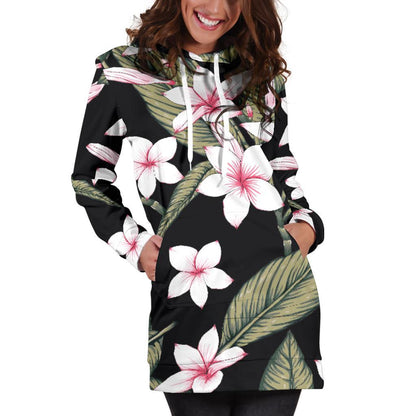 Plumeria Pattern Print Design PM021 Women Hoodie Dress