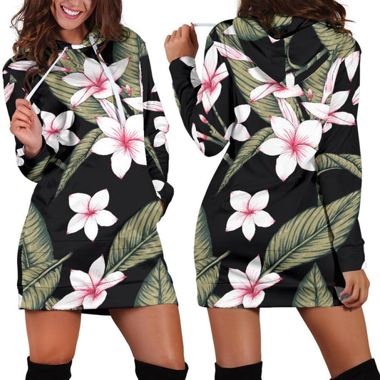 Plumeria Pattern Print Design PM021 Women Hoodie Dress