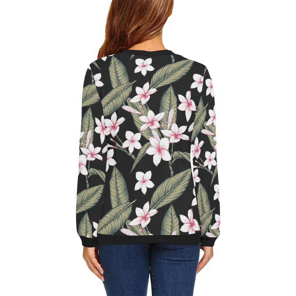Plumeria Pattern Print Design PM021 Women Long Sleeve Sweatshirt-JorJune