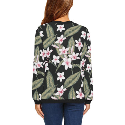 Plumeria Pattern Print Design PM021 Women Long Sleeve Sweatshirt-JorJune