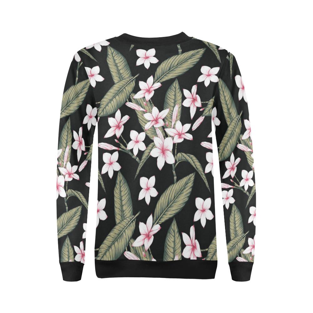 Plumeria Pattern Print Design PM021 Women Long Sleeve Sweatshirt-JorJune