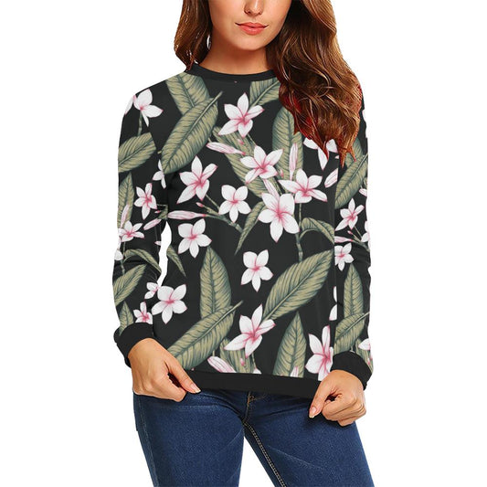 Plumeria Pattern Print Design PM021 Women Long Sleeve Sweatshirt-JorJune