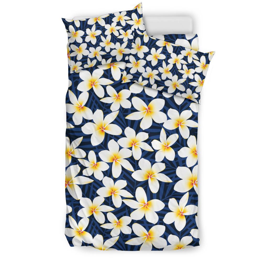 Plumeria Pattern Print Design PM026 Duvet Cover Bedding Set-JORJUNE.COM