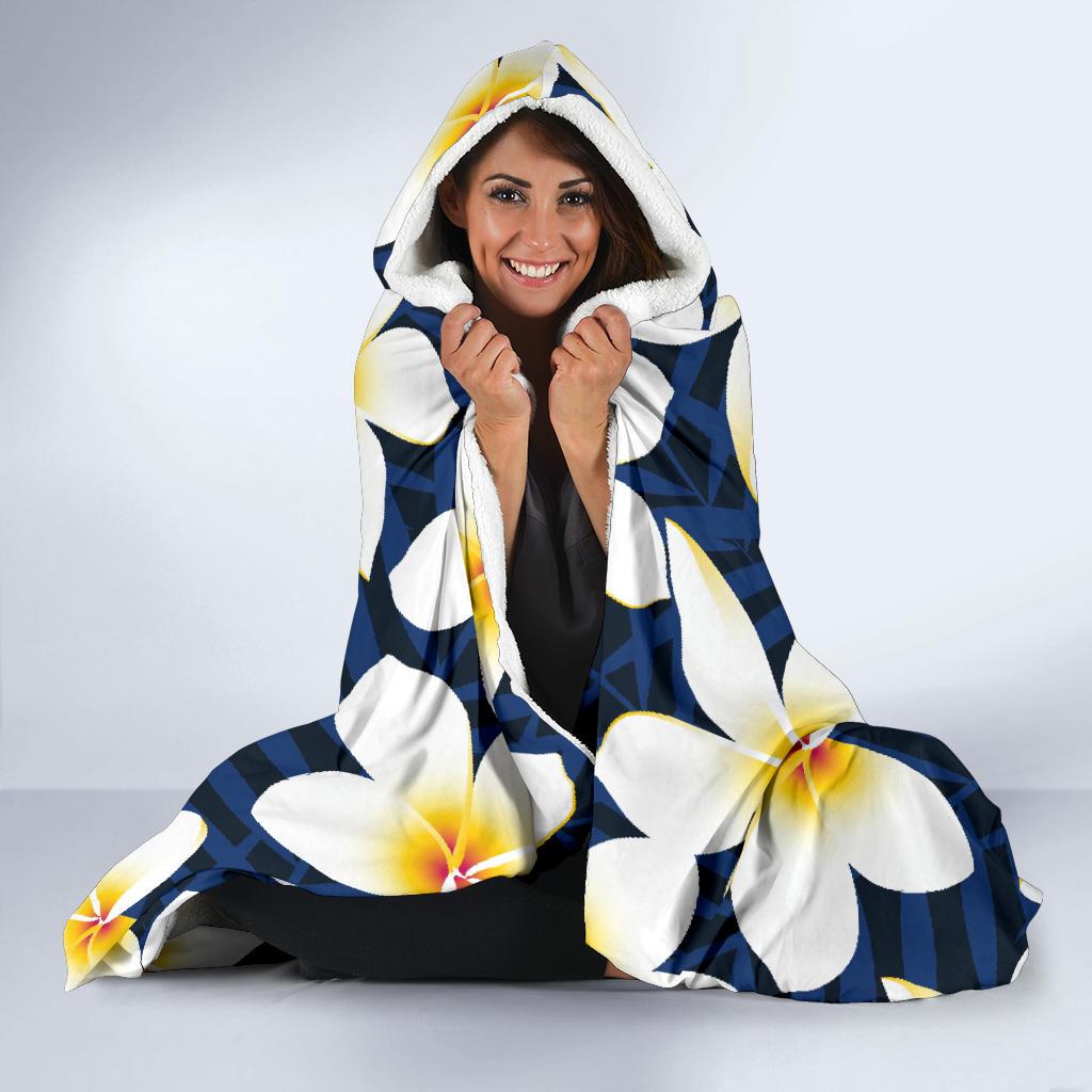 Plumeria Pattern Print Design PM026 Hooded Blanket-JORJUNE.COM