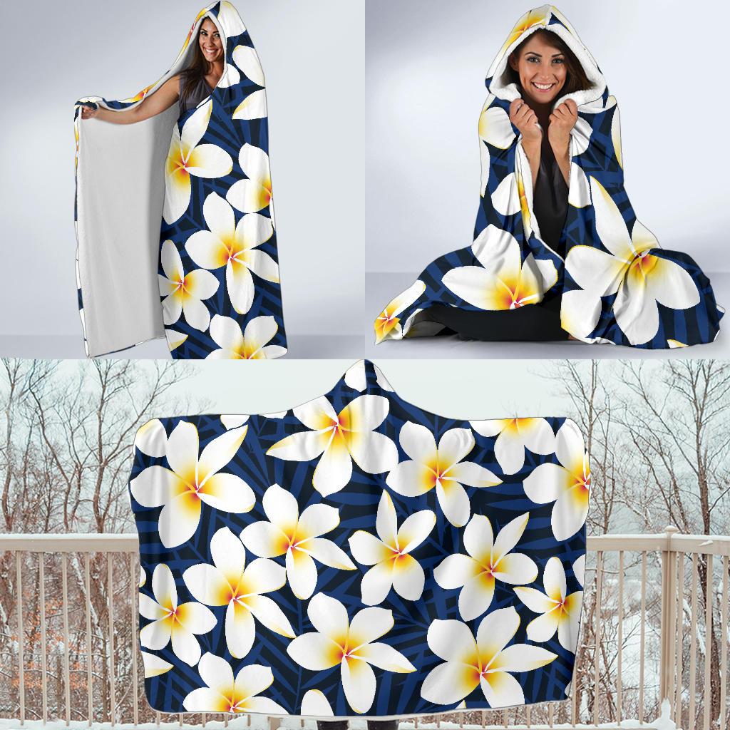 Plumeria Pattern Print Design PM026 Hooded Blanket-JORJUNE.COM