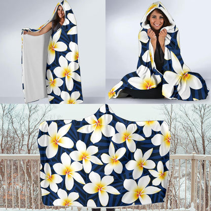 Plumeria Pattern Print Design PM026 Hooded Blanket-JORJUNE.COM