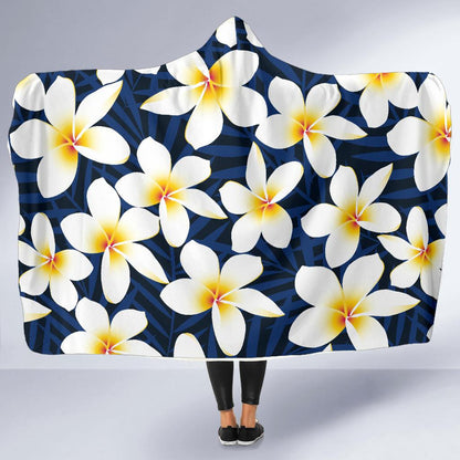 Plumeria Pattern Print Design PM026 Hooded Blanket-JORJUNE.COM