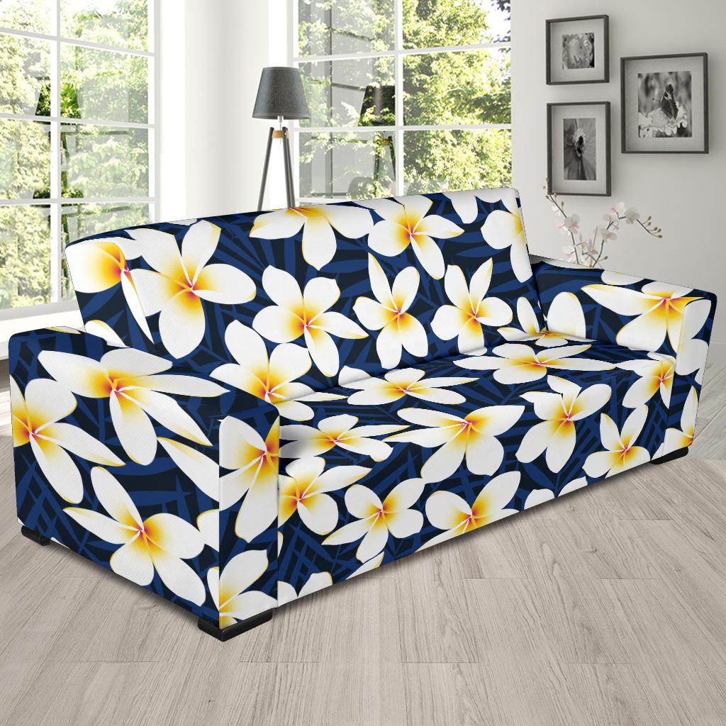 Plumeria Pattern Print Design PM026 Sofa Slipcover-JORJUNE.COM