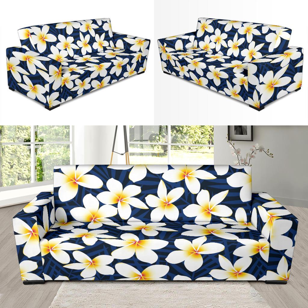 Plumeria Pattern Print Design PM026 Sofa Slipcover-JORJUNE.COM