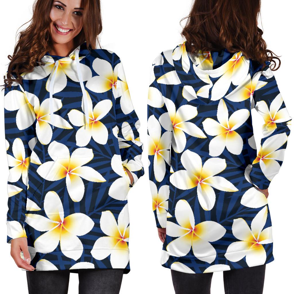 Plumeria Pattern Print Design PM026 Women Hoodie Dress
