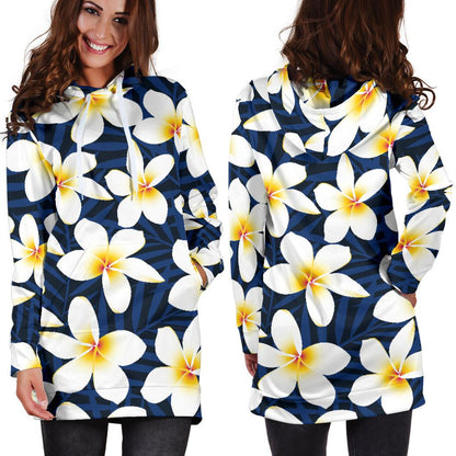 Plumeria Pattern Print Design PM026 Women Hoodie Dress