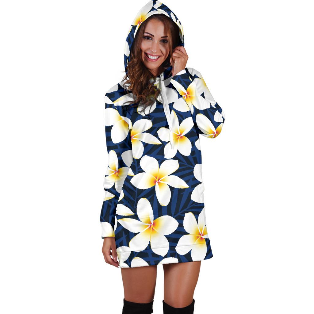 Plumeria Pattern Print Design PM026 Women Hoodie Dress