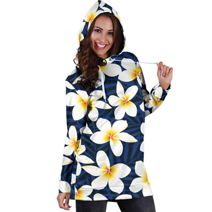 Plumeria Pattern Print Design PM026 Women Hoodie Dress