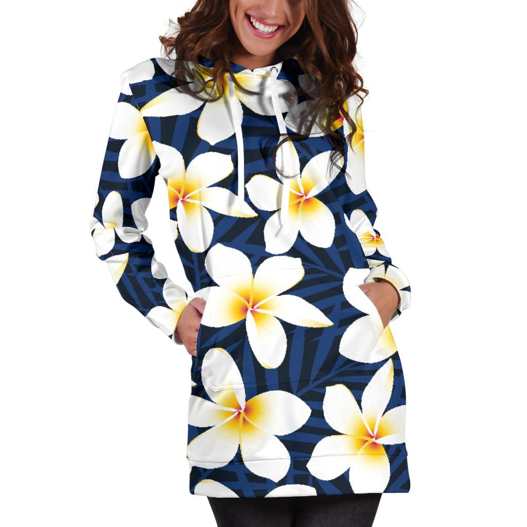 Plumeria Pattern Print Design PM026 Women Hoodie Dress