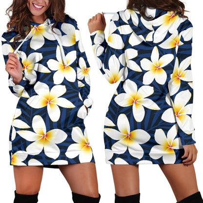 Plumeria Pattern Print Design PM026 Women Hoodie Dress