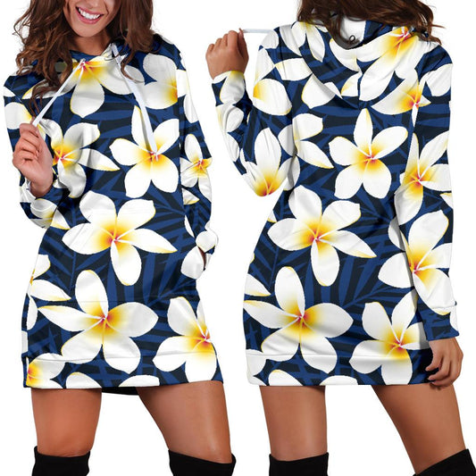 Plumeria Pattern Print Design PM026 Women Hoodie Dress