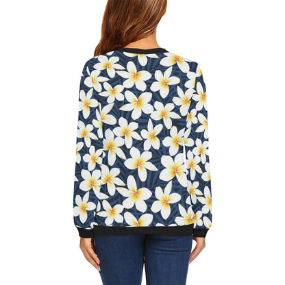 Plumeria Pattern Print Design PM026 Women Long Sleeve Sweatshirt-JorJune