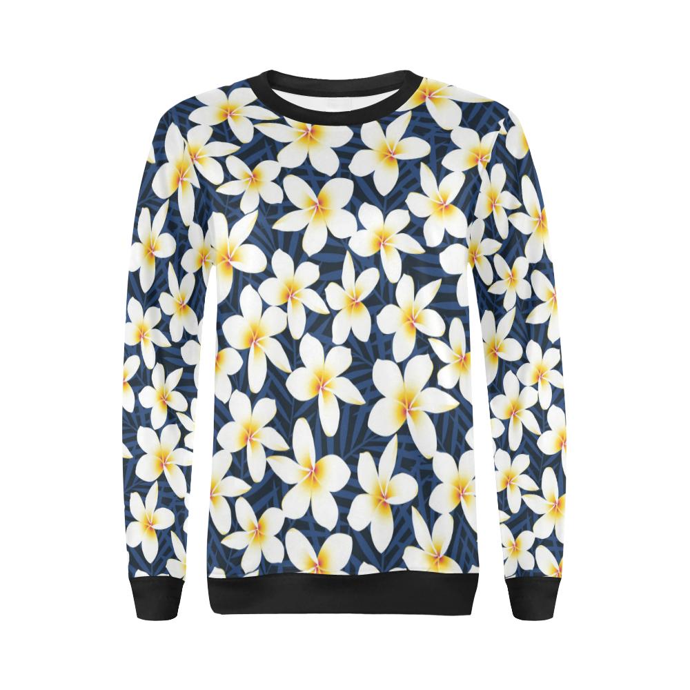 Plumeria Pattern Print Design PM026 Women Long Sleeve Sweatshirt-JorJune