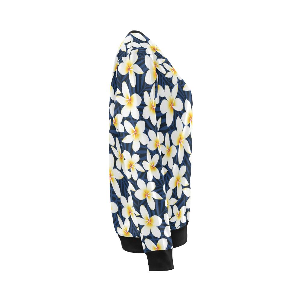 Plumeria Pattern Print Design PM026 Women Long Sleeve Sweatshirt-JorJune