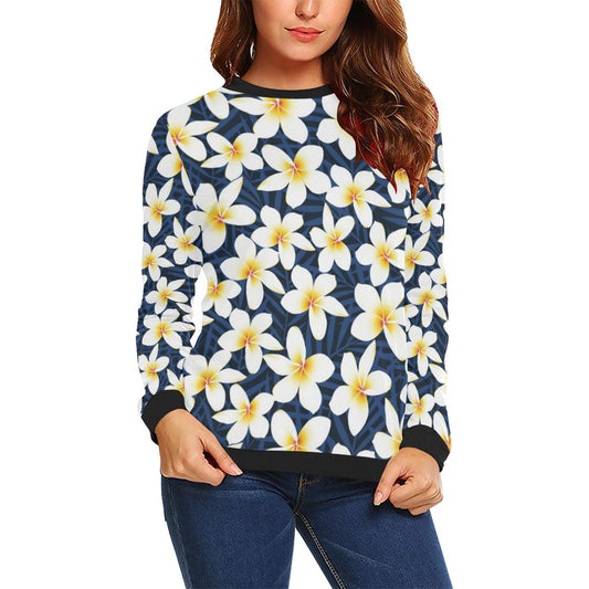 Plumeria Pattern Print Design PM026 Women Long Sleeve Sweatshirt-JorJune