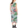 Plumeria Pattern Print Design PM027 Sleeveless Open Fork Long Dress