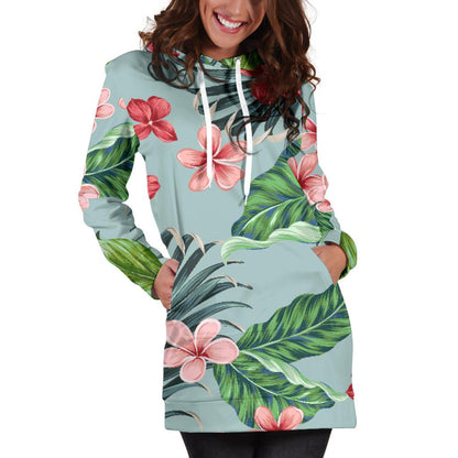 Plumeria Pattern Print Design PM027 Women Hoodie Dress