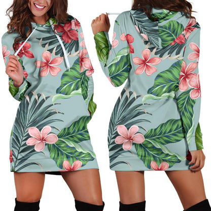 Plumeria Pattern Print Design PM027 Women Hoodie Dress