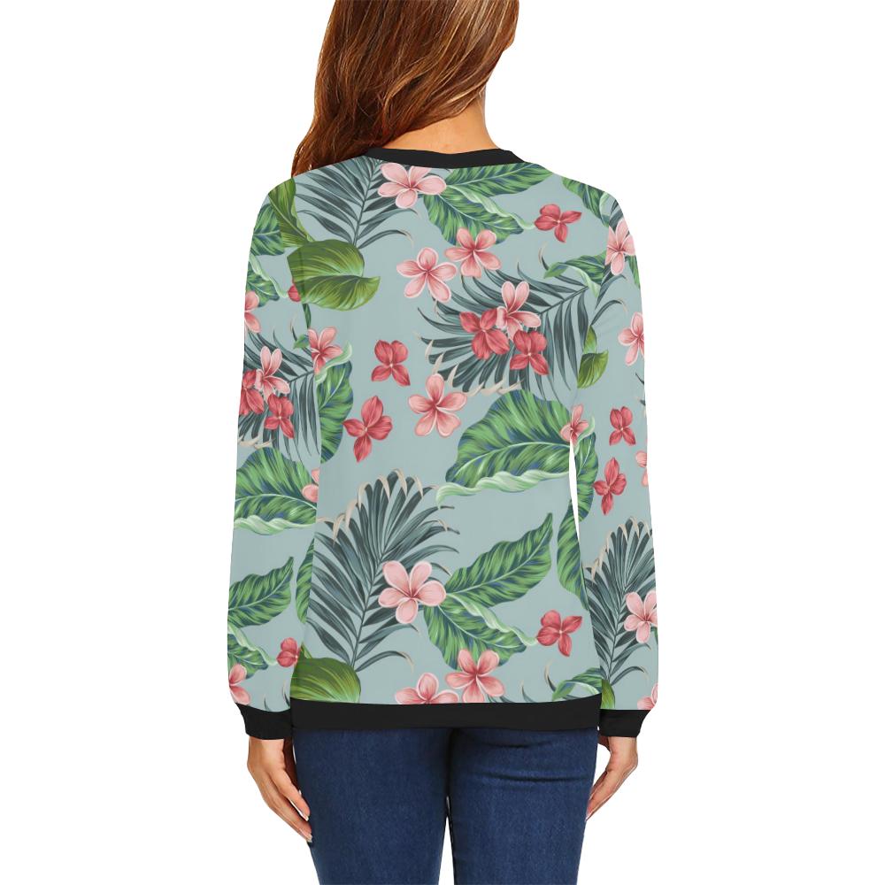 Plumeria Pattern Print Design PM027 Women Long Sleeve Sweatshirt-JorJune