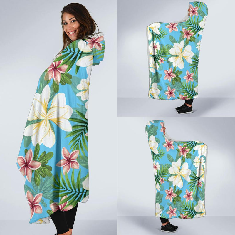 Plumeria Pattern Print Design PM028 Hooded Blanket-JORJUNE.COM