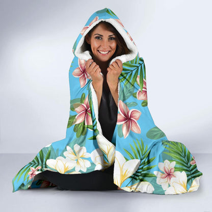 Plumeria Pattern Print Design PM028 Hooded Blanket-JORJUNE.COM