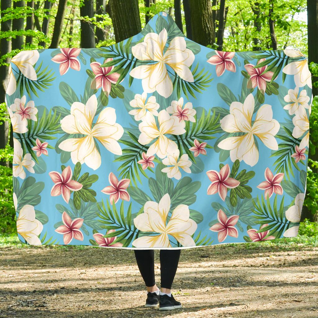 Plumeria Pattern Print Design PM028 Hooded Blanket-JORJUNE.COM