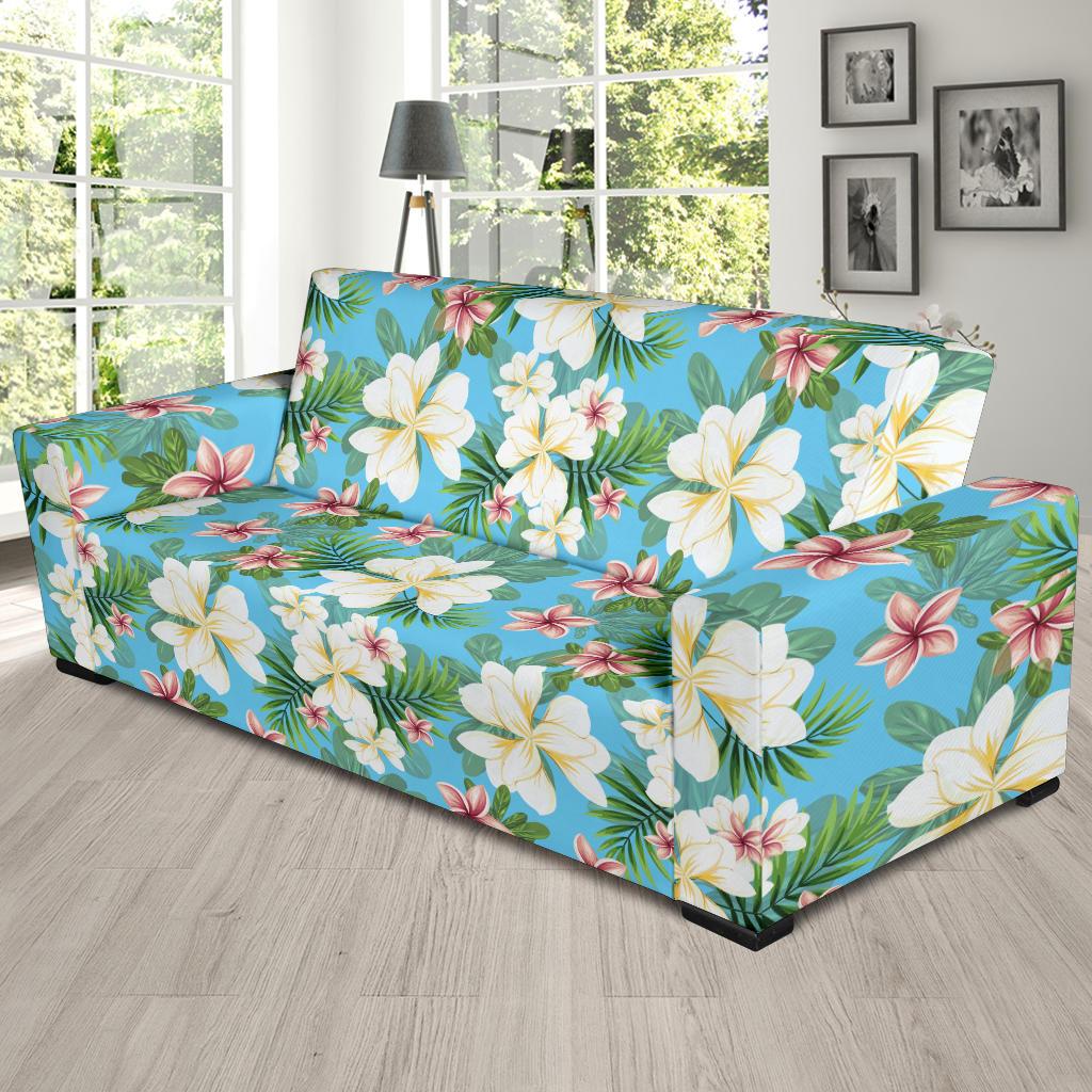 Plumeria Pattern Print Design PM028 Sofa Slipcover-JORJUNE.COM