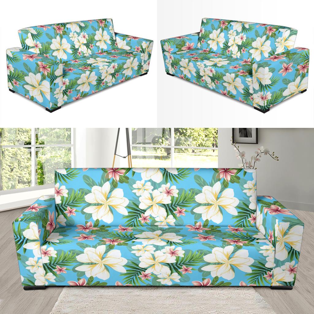 Plumeria Pattern Print Design PM028 Sofa Slipcover-JORJUNE.COM