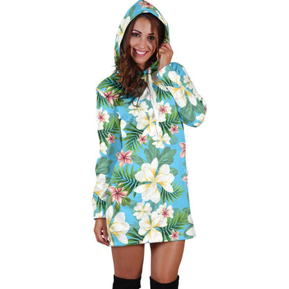 Plumeria Pattern Print Design PM028 Women Hoodie Dress