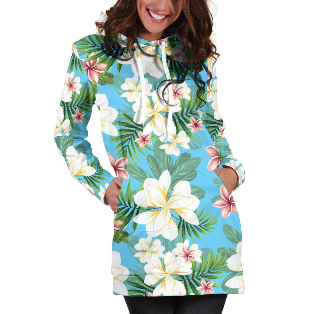 Plumeria Pattern Print Design PM028 Women Hoodie Dress