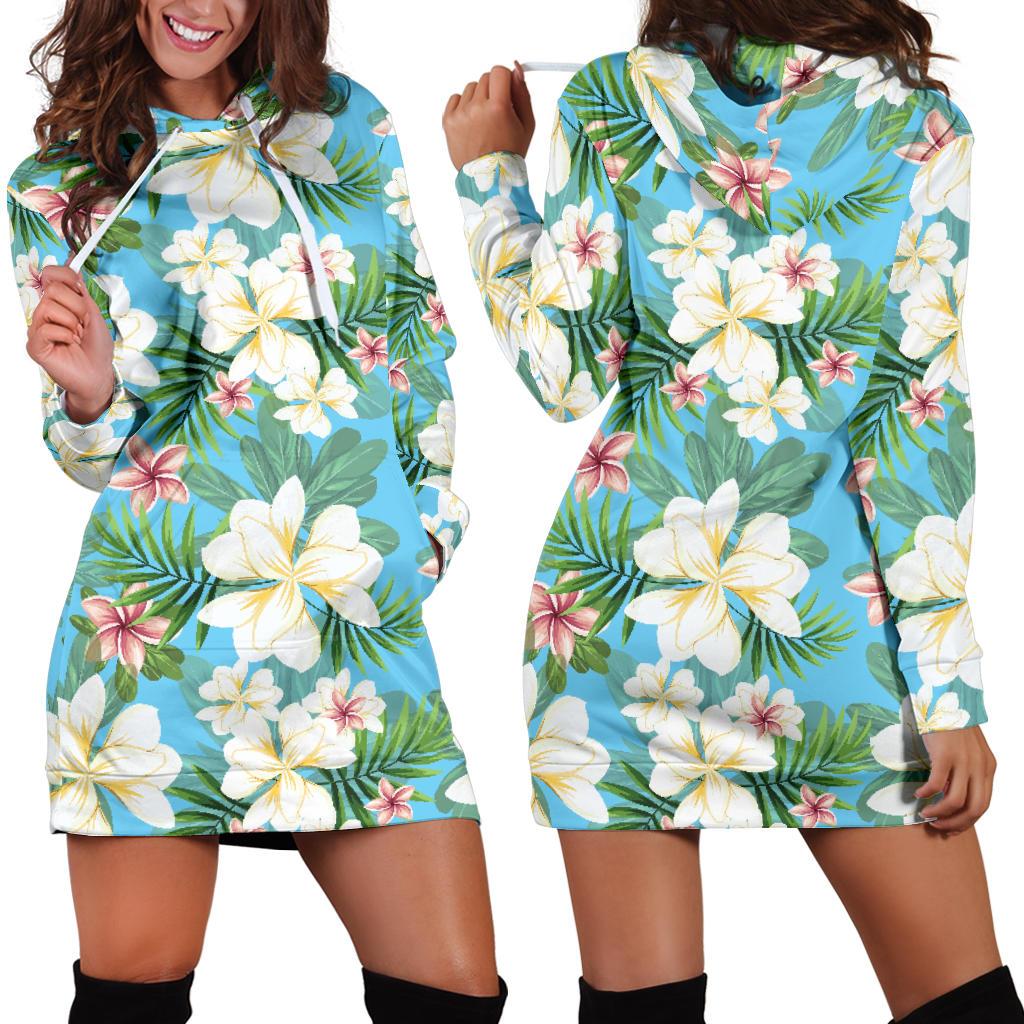 Plumeria Pattern Print Design PM028 Women Hoodie Dress