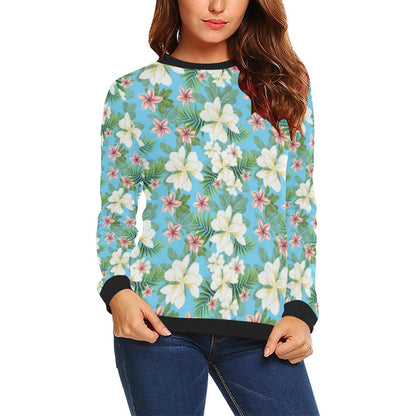 Plumeria Pattern Print Design PM028 Women Long Sleeve Sweatshirt-JorJune