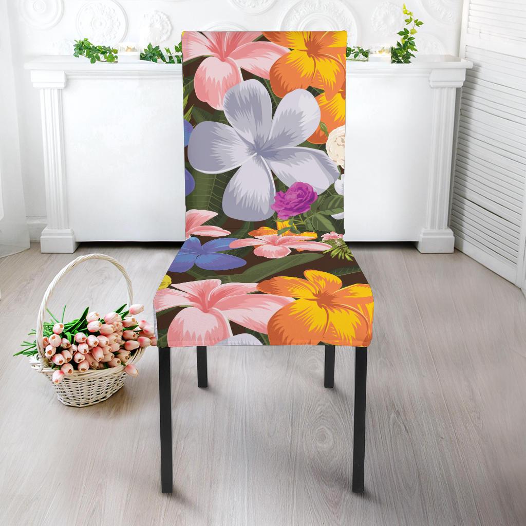 Plumeria Pattern Print Design PM03 Dining Chair Slipcover-JORJUNE.COM