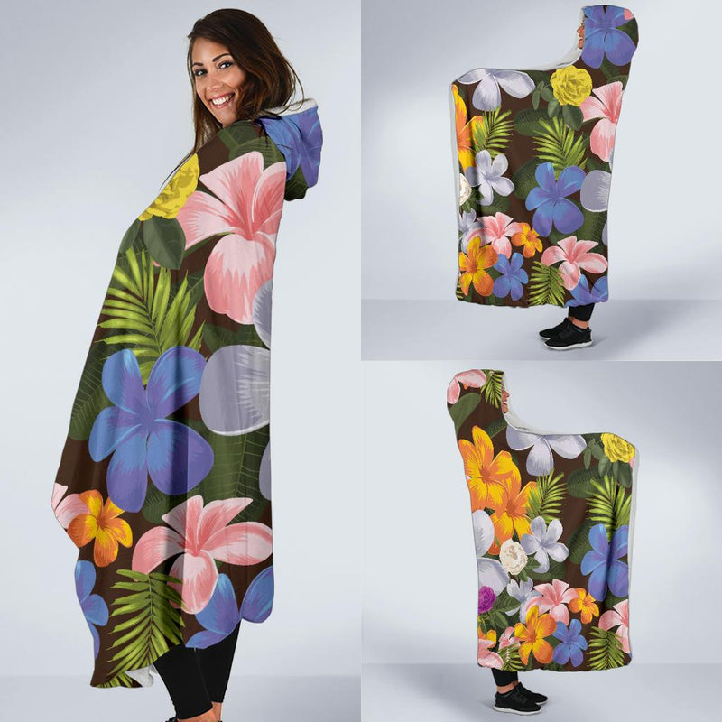 Plumeria Pattern Print Design PM03 Hooded Blanket-JORJUNE.COM