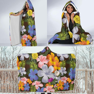 Plumeria Pattern Print Design PM03 Hooded Blanket-JORJUNE.COM